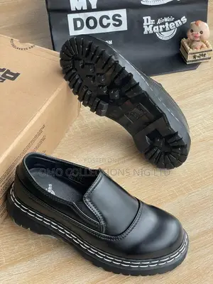 Dr. Martens Slip-on Black Leather Men Shoes – Fully Boxed