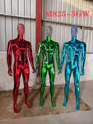 Glittering Colourful Male Mannequins With Basket Head