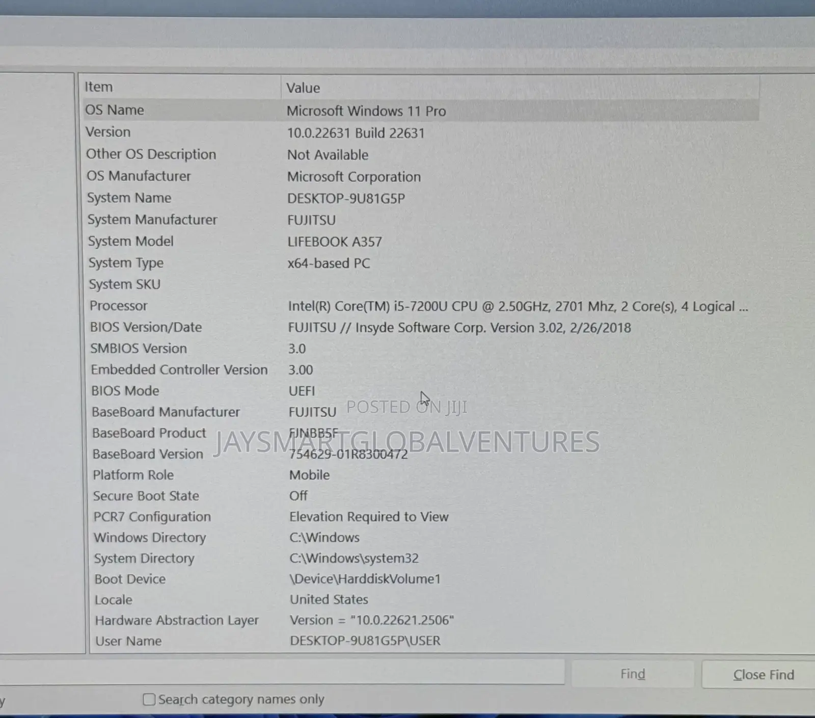 Laptop Fujitsu Lifebook A357 8GB Intel Core i5 SSD 160GB