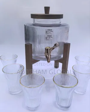 Decanter With Wooden Stand Comes With 6pcs Cups