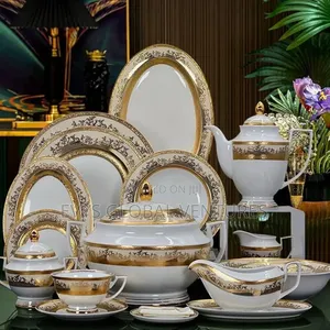 Luxury Gold 72-Piece Porcelain Dinnerware Set