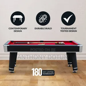 6fit Billiards Pool Game Room Table - Black With Red Felt