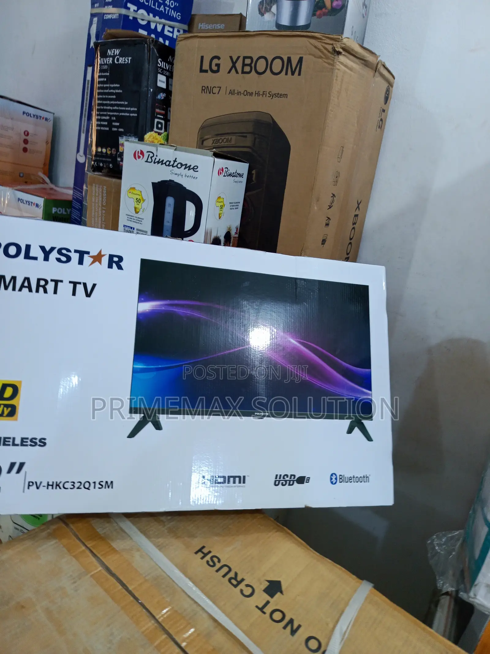 Polystar 32" Frameless Smart Android Tv - Black Glossy Finish