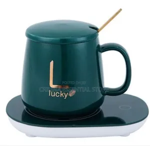 Coffee Cup With Automatic Heating Pad and Spoon