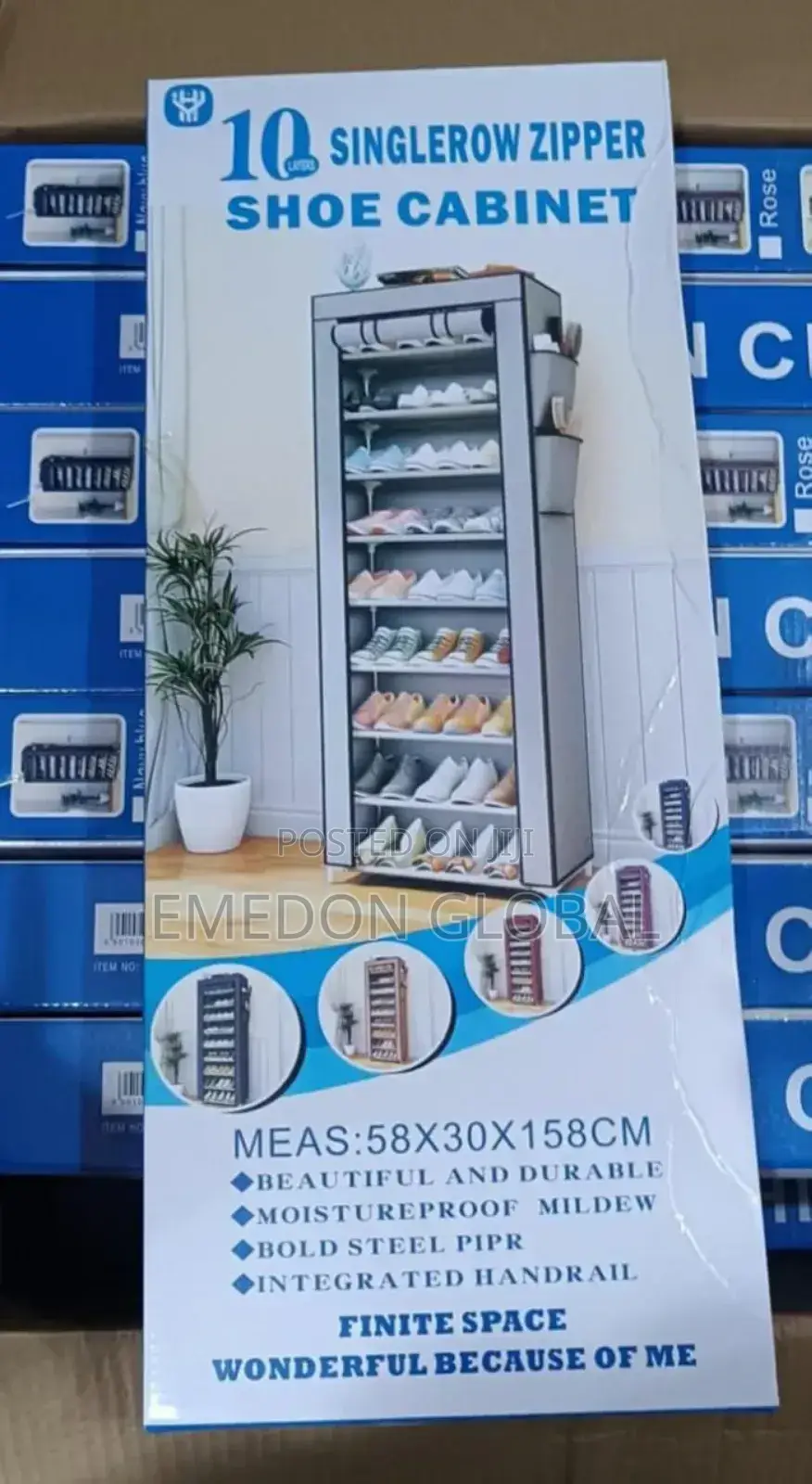 10 Single Row Zipper Shoe Cabinet/Rack