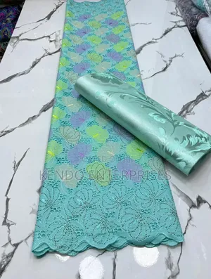 Red N Green Only Swiss Voil Lace With Diamond Stone