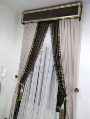 Quality Turkish Curtains Off-White and Brown With Board
