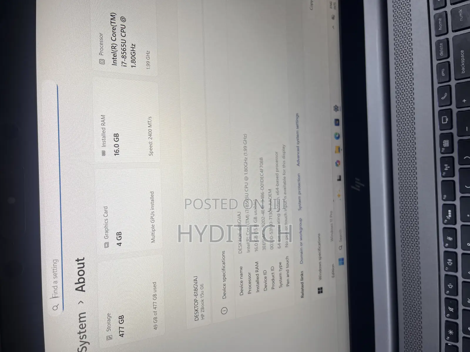 Laptop HP ZBook 15u G5 16GB Intel Core i7 SSD 512GB