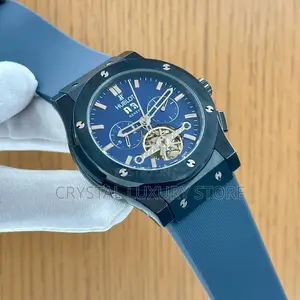 Hublot Quality Luxury Men Genuine Leather Chronograph Wristwatch