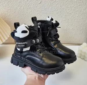 Adorable Panda Patch Leather-Look Boots Size 22 to 37