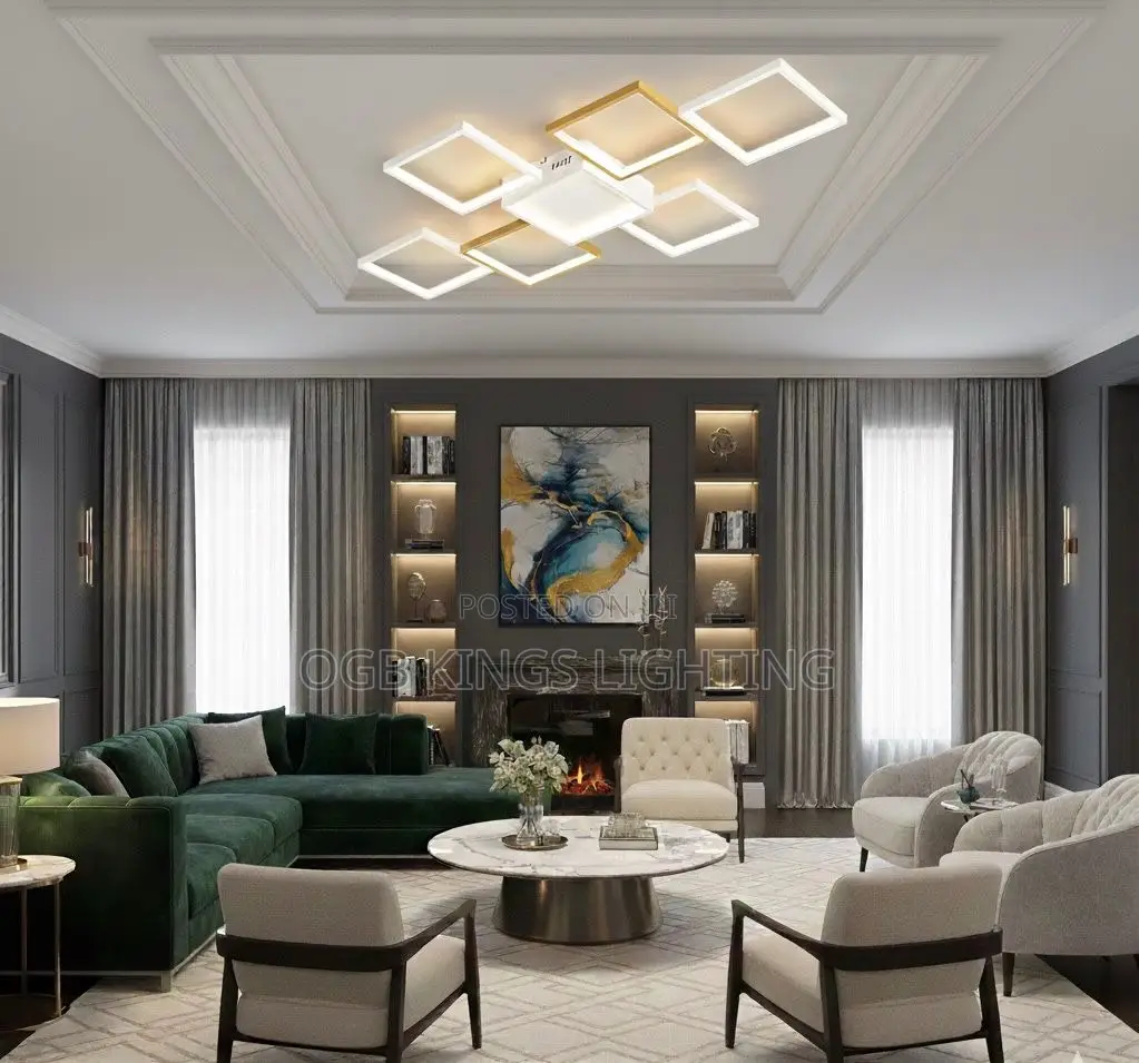 Nordic Led Flush Mount Light, Rectangular Living Room Lamp