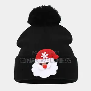 Cute Christmas Beanie Hat With Fluffy Pom-Pom