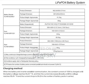 FLH 61.4kwh 614.4v Stackable High Volt Lithium Battery (Flh48100ug1)