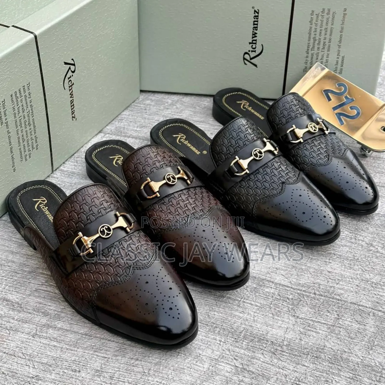 2 Color Leather Half Shoe