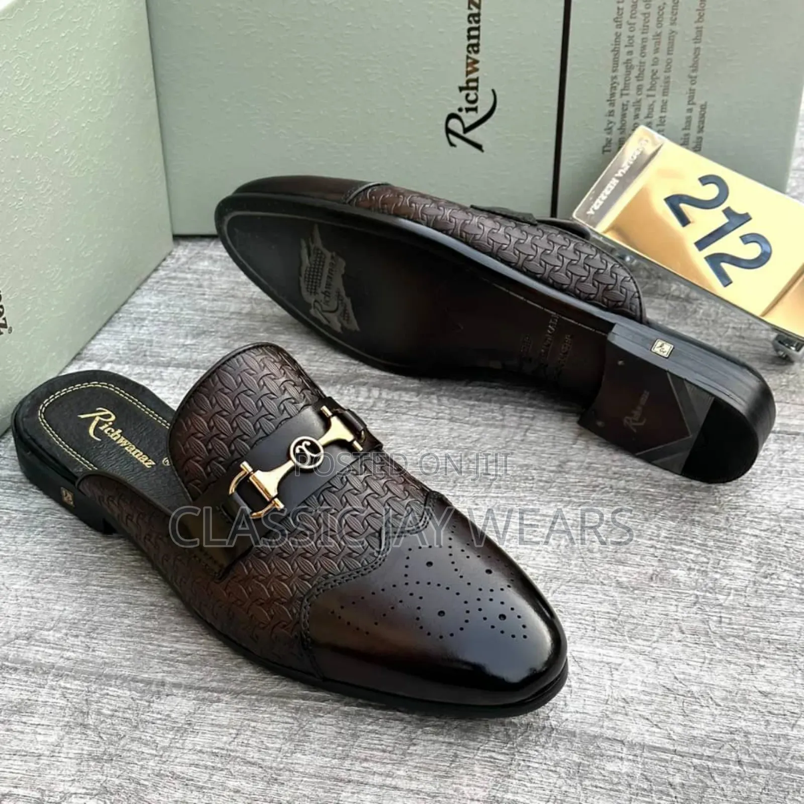 2 Color Leather Half Shoe