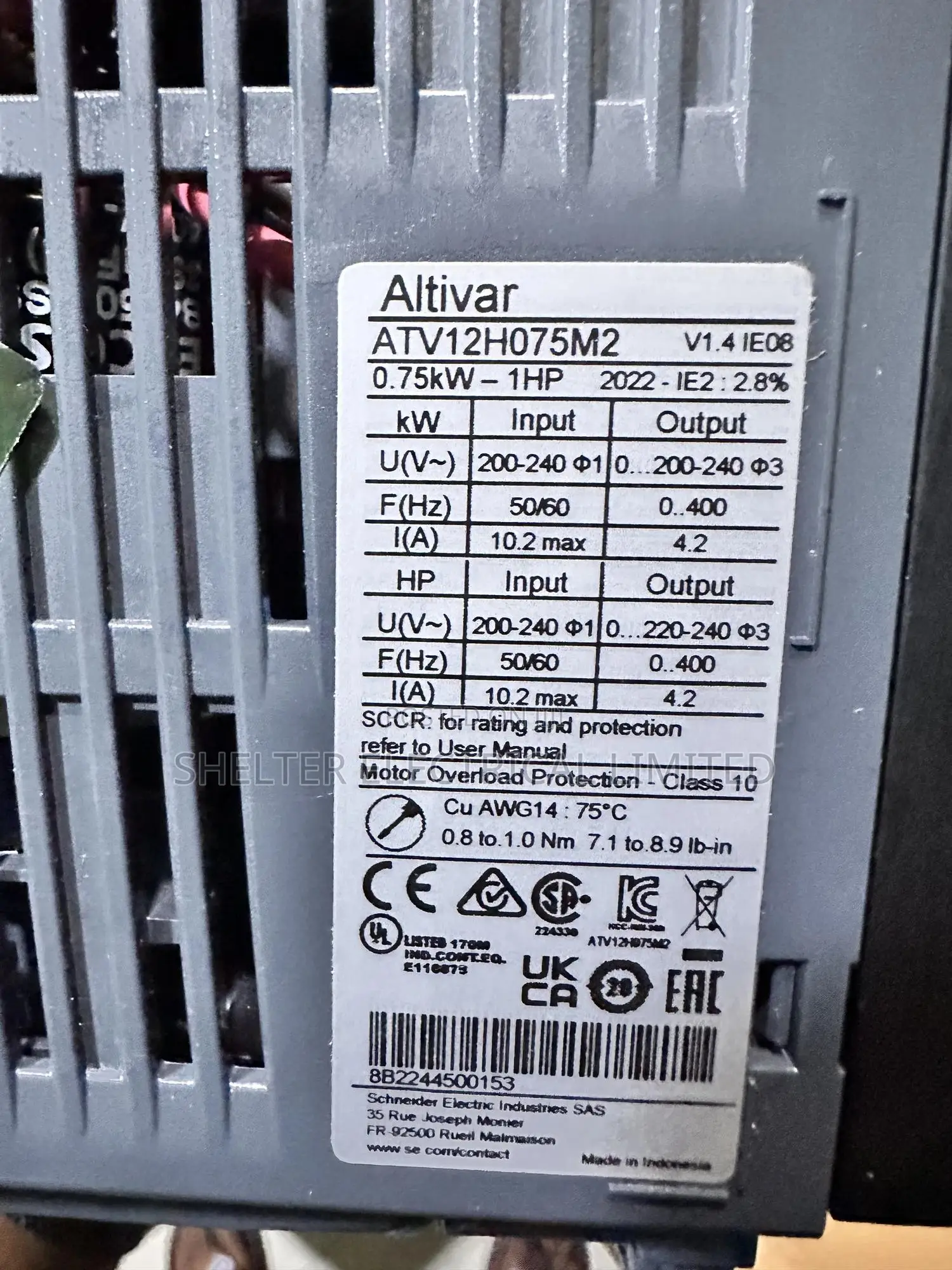 0.75kw Single Phase Schnieder Variable Frequency Inverter Drive