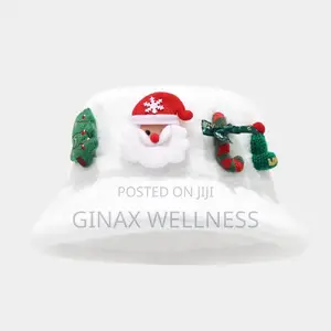 Christmas Vibes Bucket Hat - Santa Fluffy Hat (White)