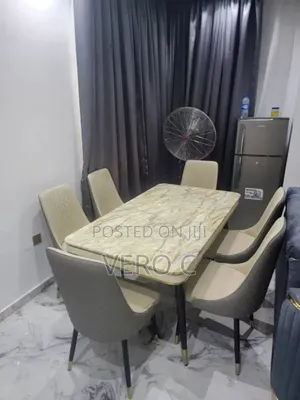 Quality Marble Top Dining Table and 6 Leather Chairs