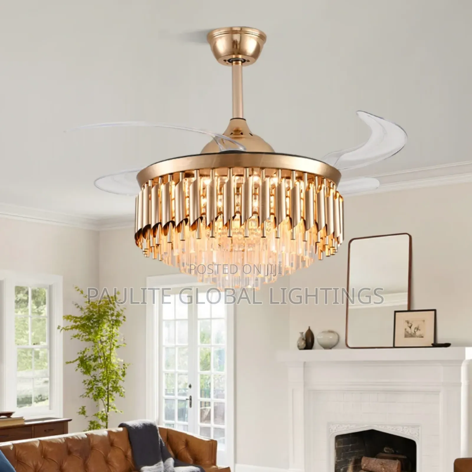 Modern Crystal Led Ceiling Fan Light With Remote Control