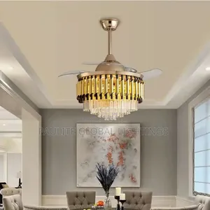 Modern Crystal Led Ceiling Fan Light With Remote
Control