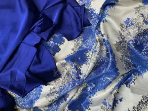 Damask Brocade High-Quality Royal Blue