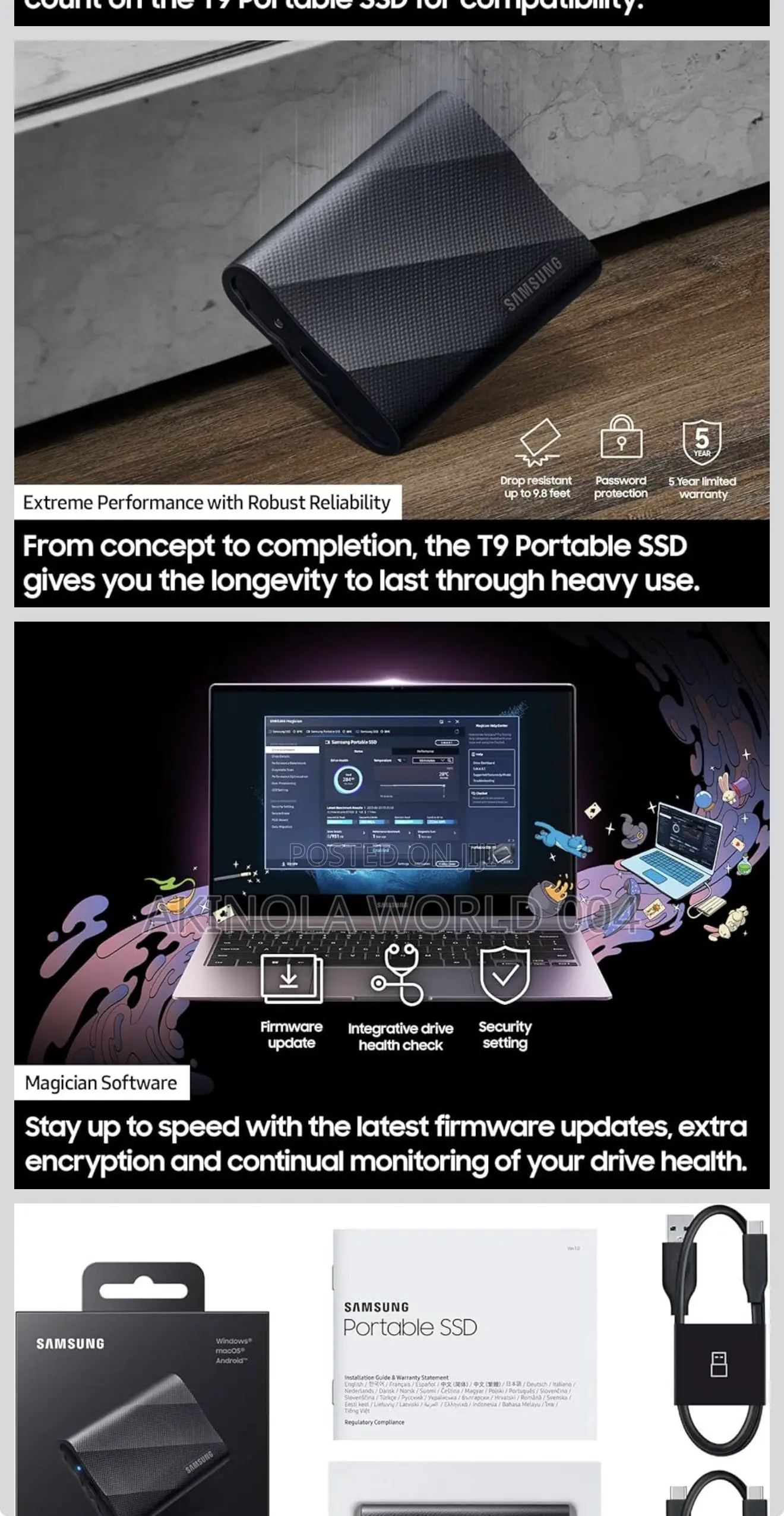 Brand New Sealed Samsung T9 Portable SSD 4terabyte
