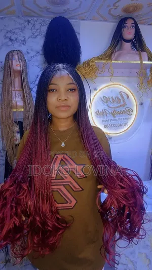 Two Tone Wine French Curls Braided Wig