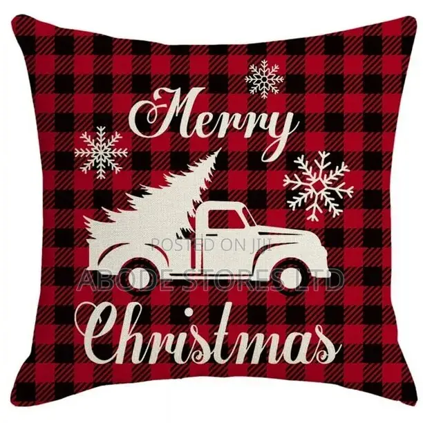Merry Christmas Plaid Throw Pillow