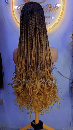Two Tone Gold French Curls Braided Wig