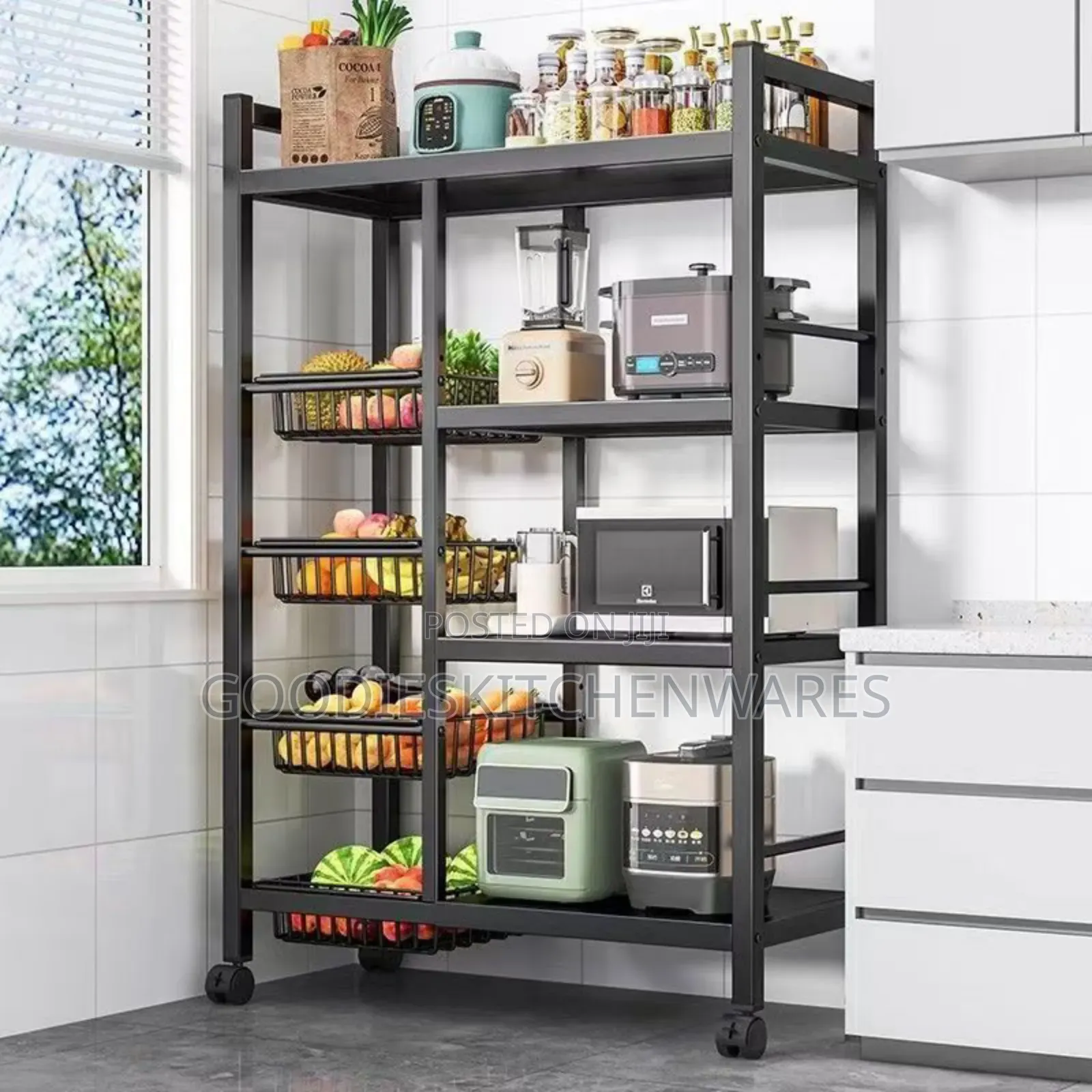 4 Layers Kitchen Organizer Shelf With Wheel