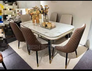 Tick Marble Top Dining Set