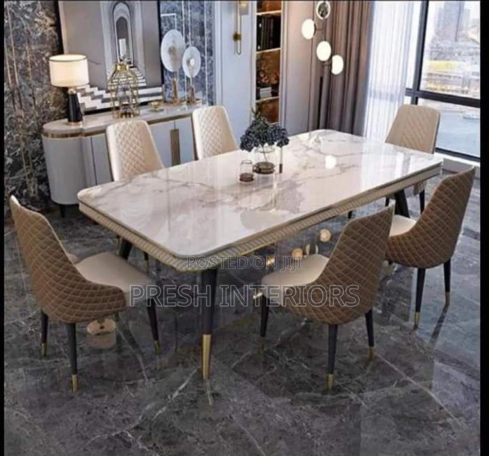 6-Seater Dining Set Marble Top