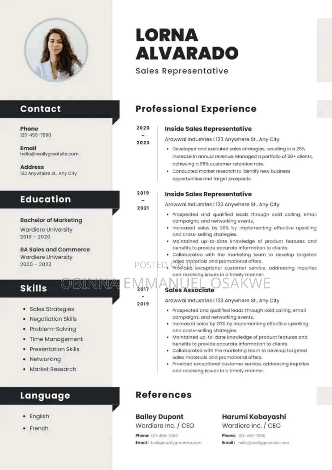 Uk Cv/Resume For Work Or Study.