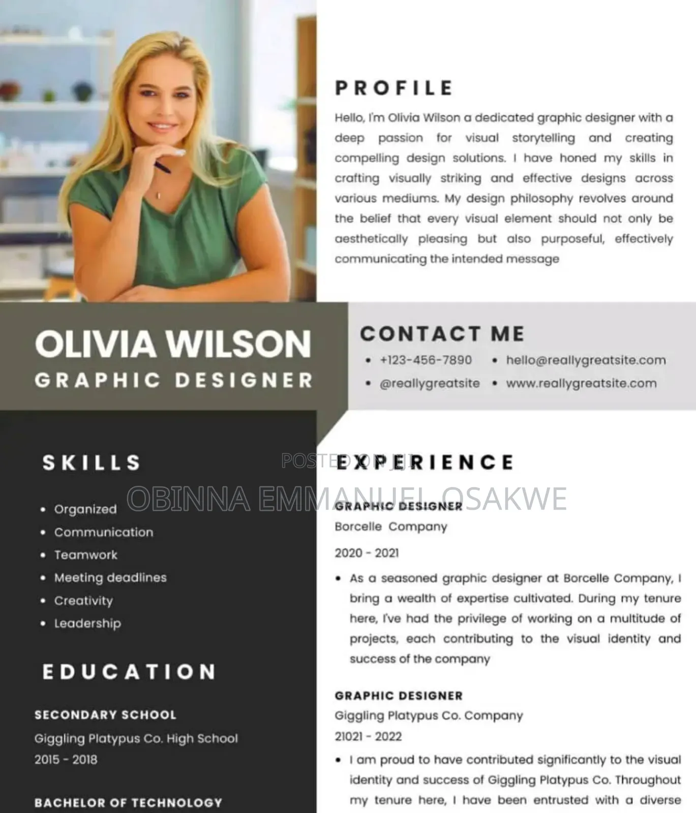 Uk Cv/Resume For Work Or Study.