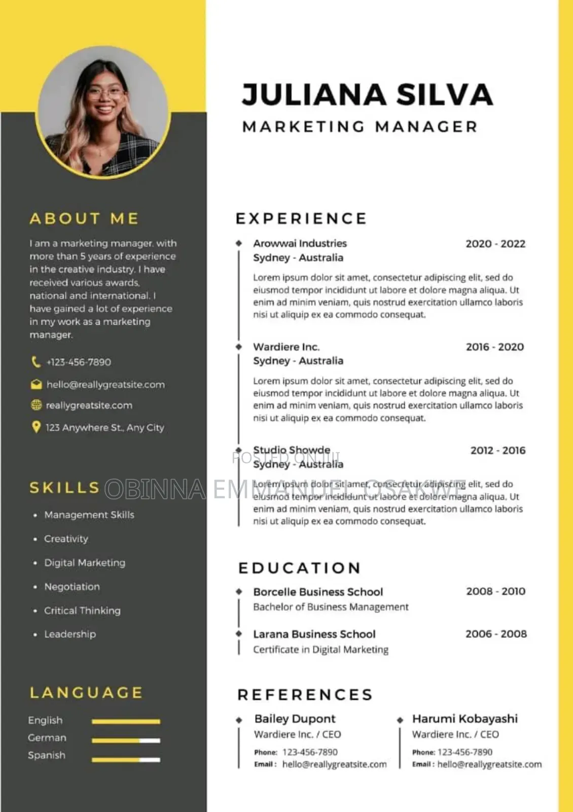 Uk Cv/Resume For Work Or Study.