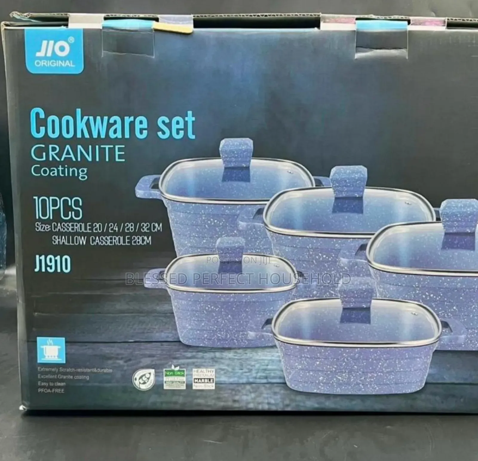 10pcs Granite Pot With Glass Cover