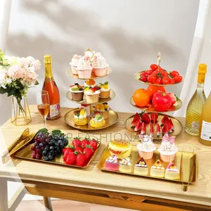Gold 3 Tier Cake/Dessert/Fruit Stand With Tray Set