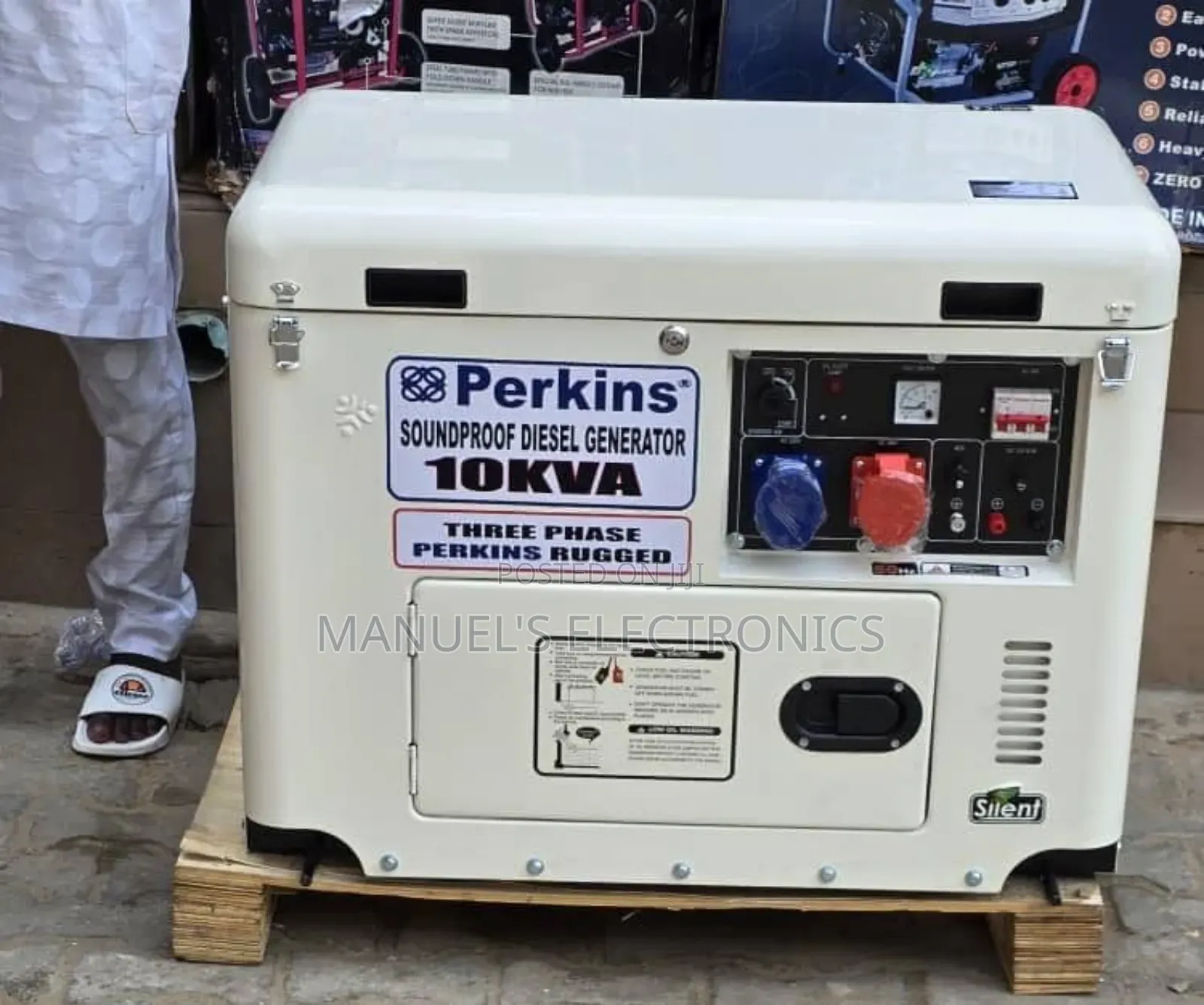 10kva Perkins Three Phase Diesel Soundproof Generator 100% Copper Coil