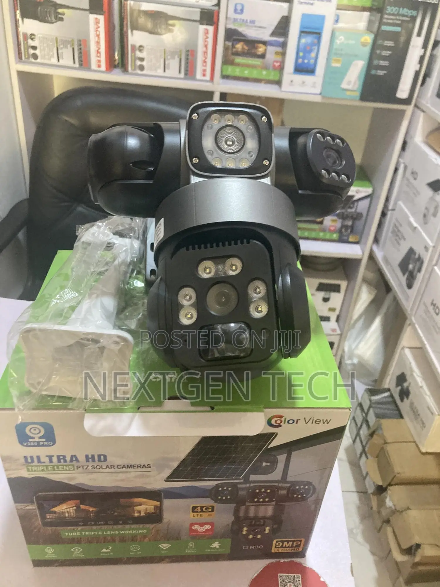 V380 Tri Lense PTZ Solar Camera