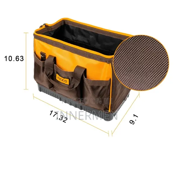 Ingco 16 Inch Waterproof Tool Bag With Molded Base