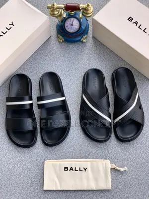 Bally Black Learher Slides