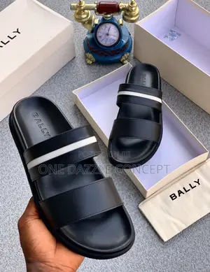 Bally Black Learher Slides