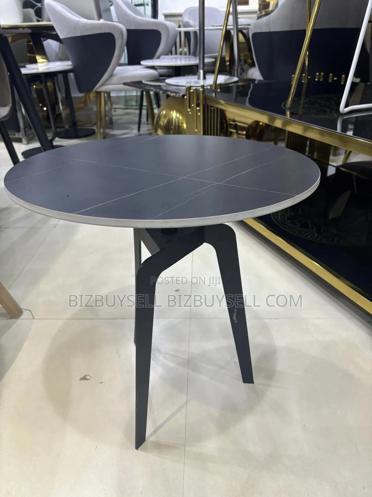 Side Stool Marble Top With Iron Stand