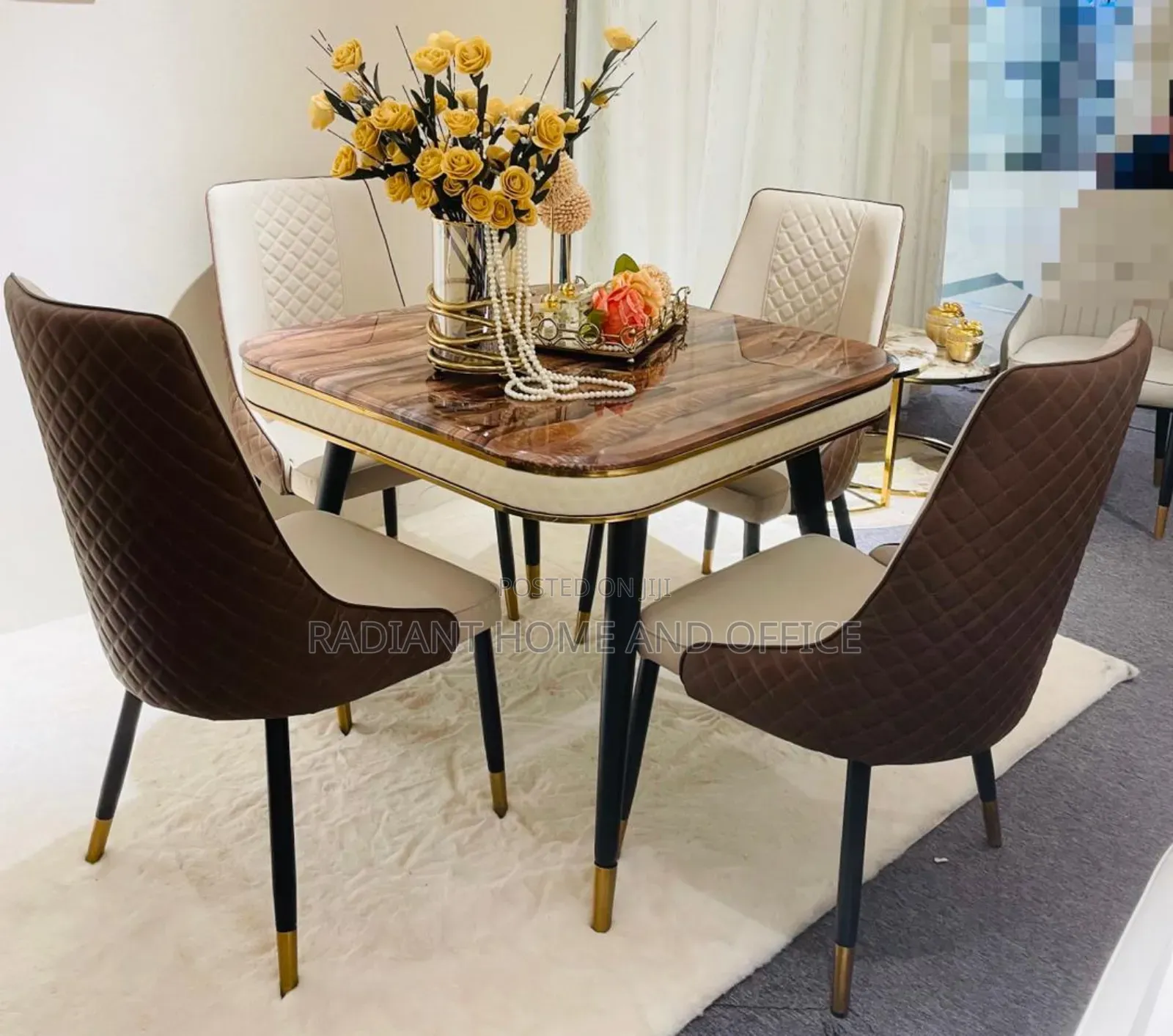 Original Marble Dinning By 4 Seaters Set