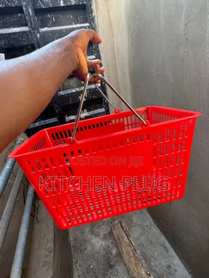 Plastic Shopping Basket With Metal Handles