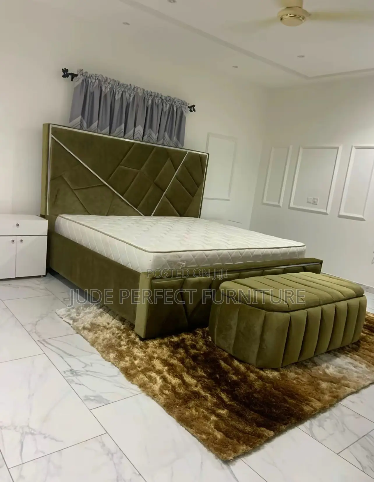 Standard Quality Padded Bedframe With Ottoman