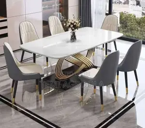 Dinning Table With Gold Leg