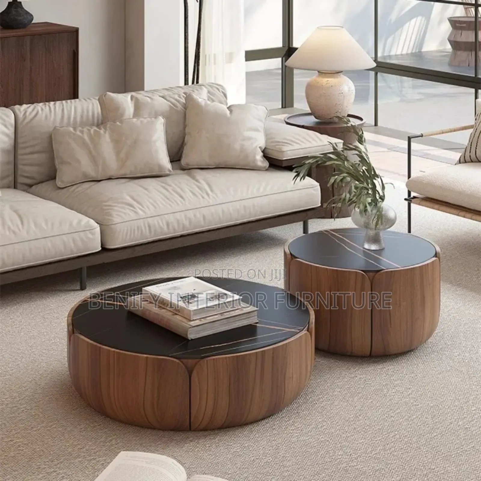 Modern Marble Top Double Center Table