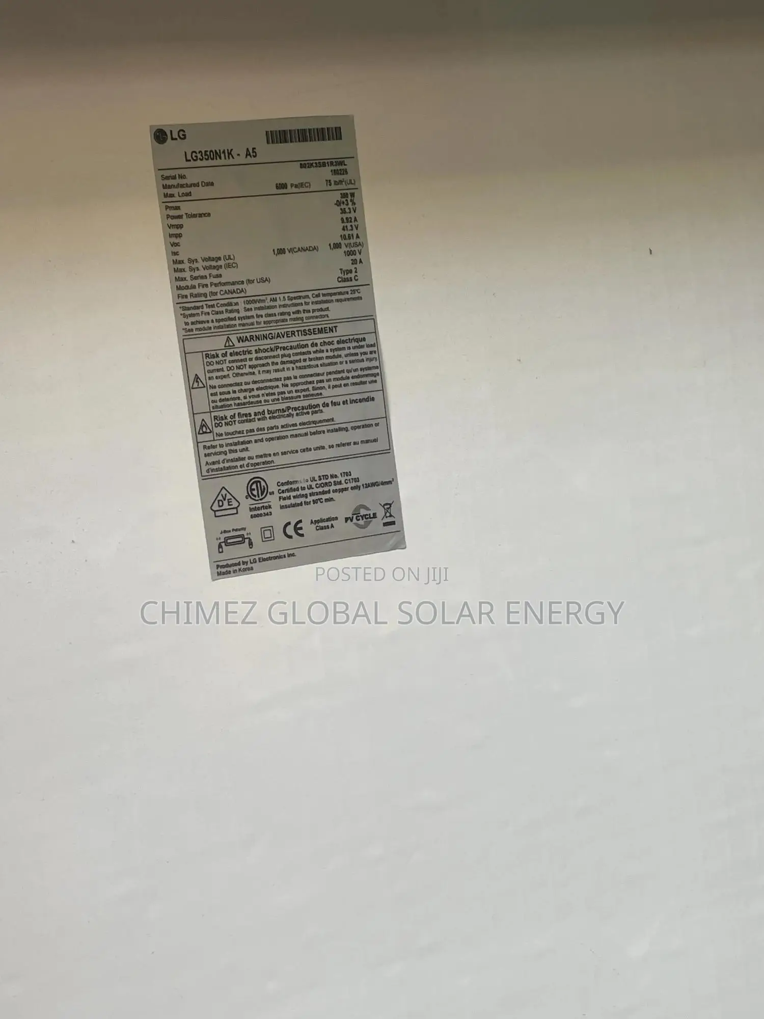 Lg 340 Watts Solar Panel