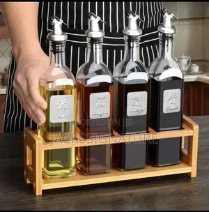 4in1 Oil Bottles With Bamboo Stand